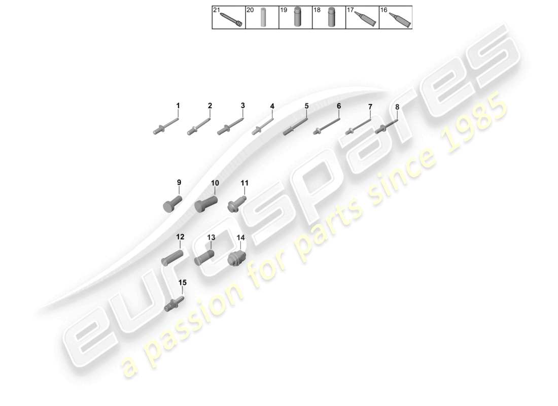 porsche 2021 (992-1 turbo / s) diagrama de piezas de carrocería de automóvil con sujetadores