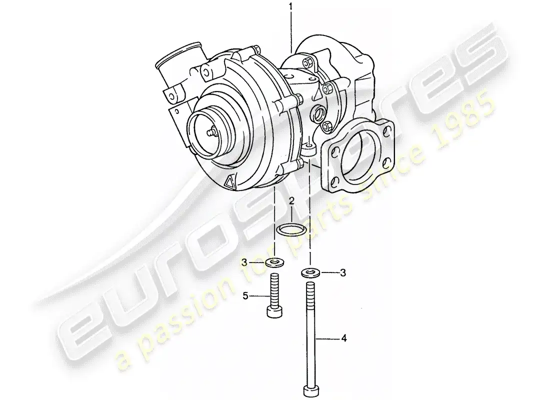 porsche 1990 (944) turbocompresor de gases de escape diagrama de piezas