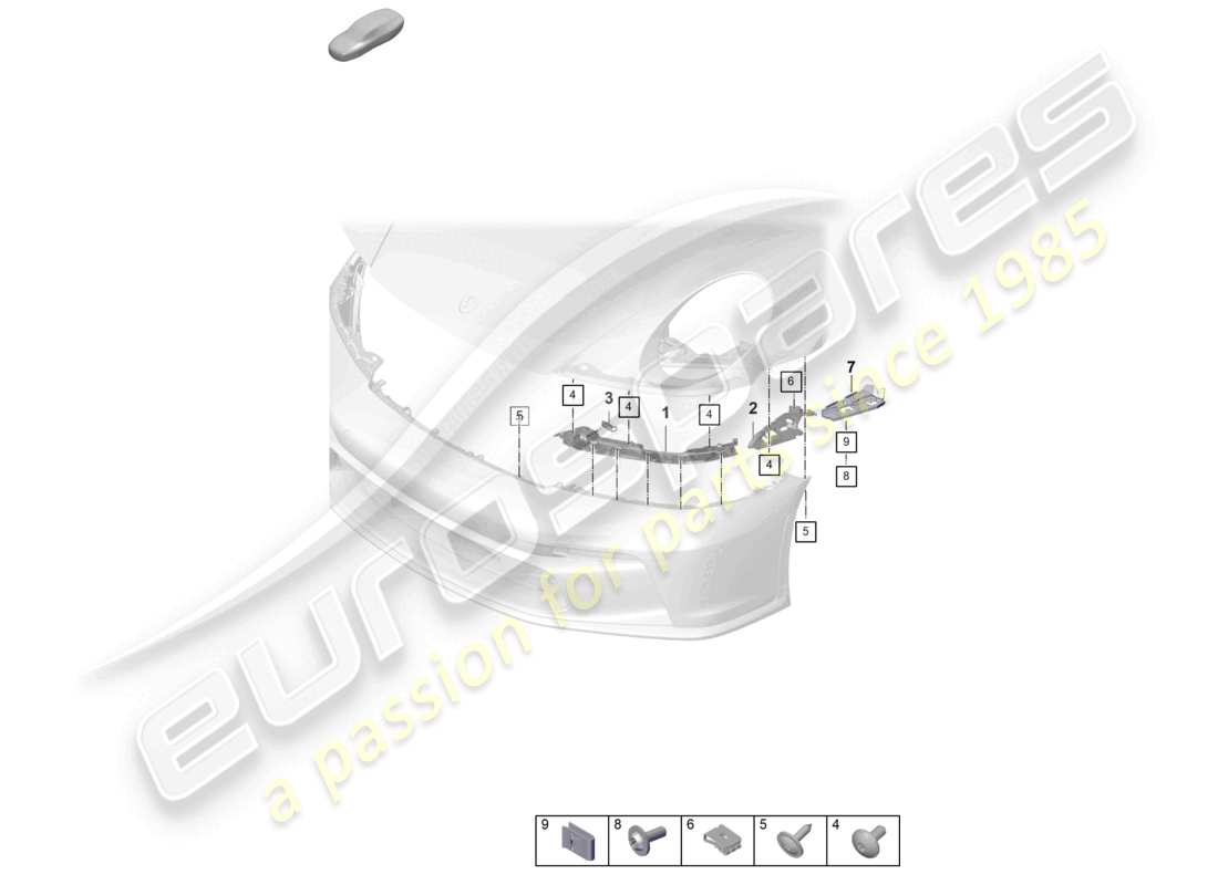 porsche 2022 (992-1 gt3/rs/st) sujetadores de parachoques diagrama de piezas