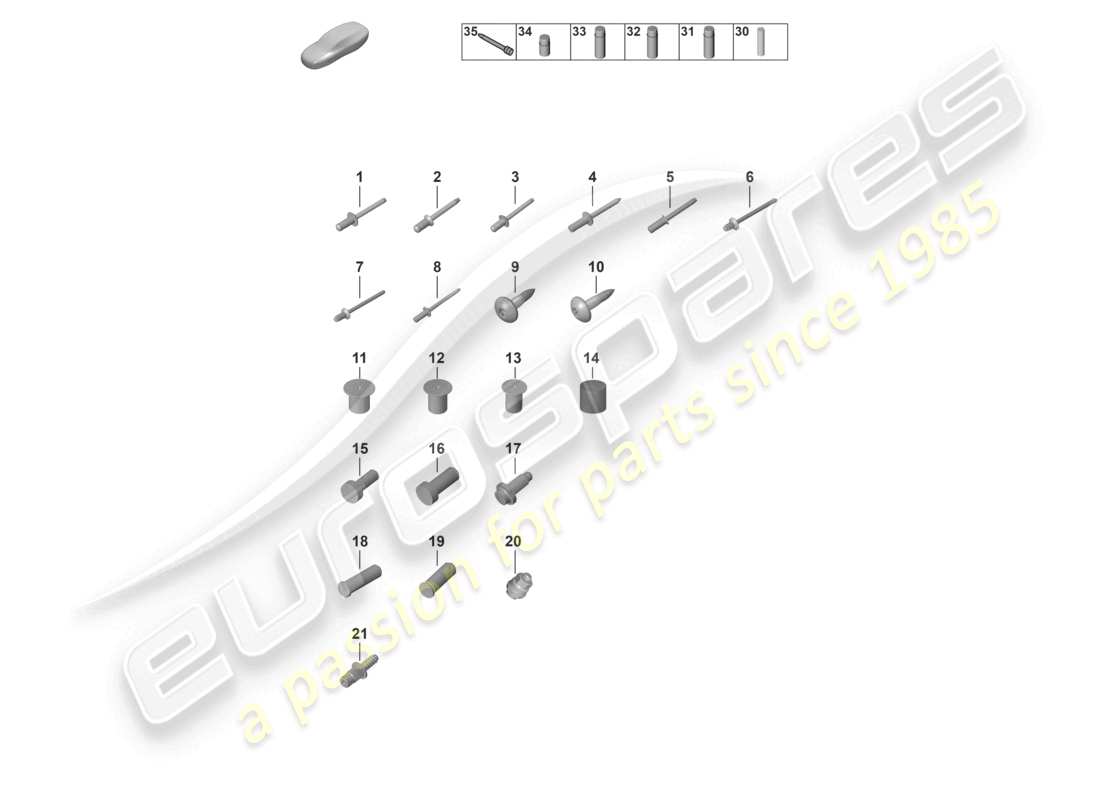 porsche 2023 (992-1 gt3/rs/st) elementos de fijación para carrocería de coche diagrama de piezas