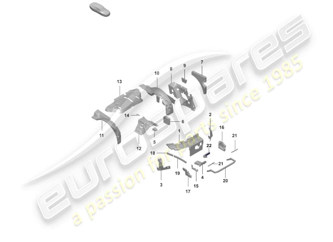 porsche 2024 (992-2 gt3/rs/st) diagrama de partes del cuerpo de amortiguación del absorbedor de sonido