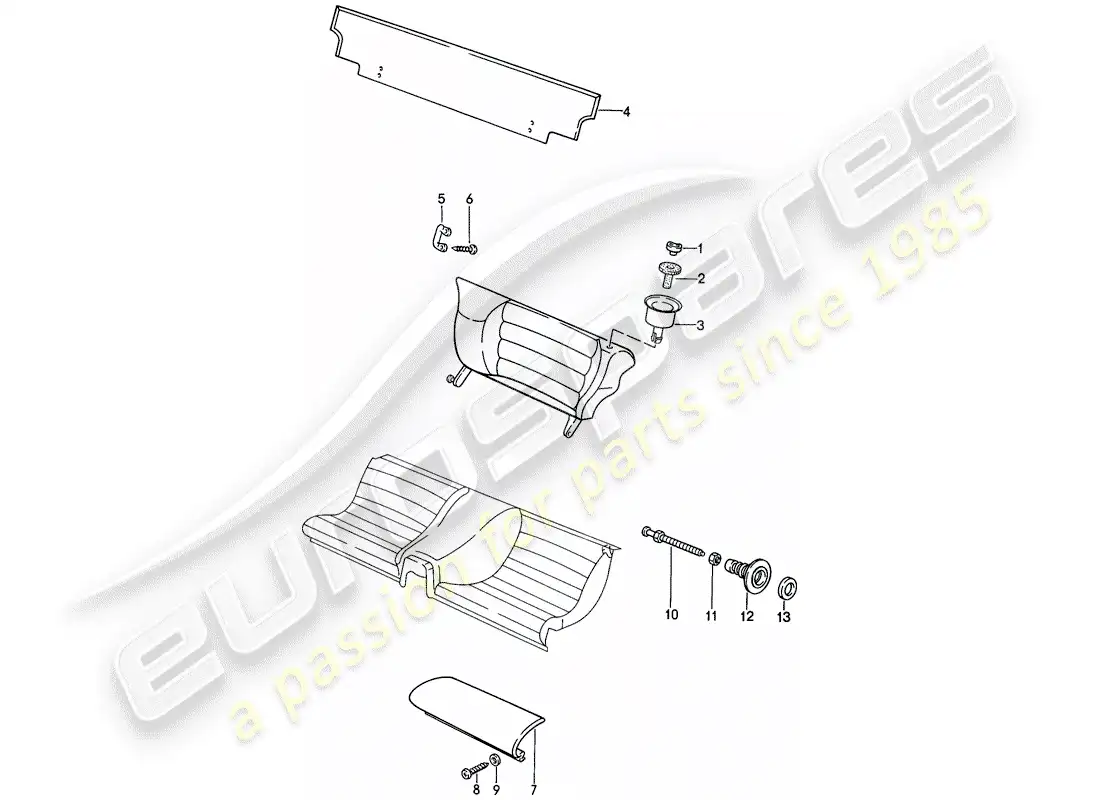 porsche 1987 (924s) asiento de emergencia - piezas individuales diagrama de piezas