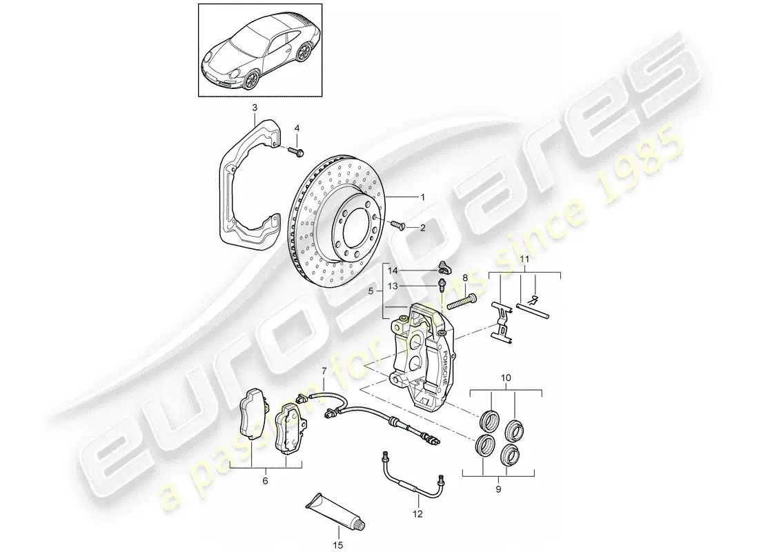 porsche 2009 (997-2) frenos de disco diagrama de piezas