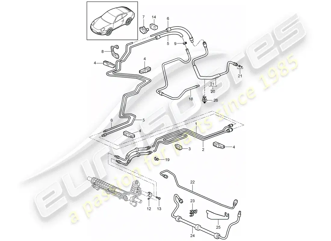 porsche 2011 (997-2) dirección asistida diagrama de piezas