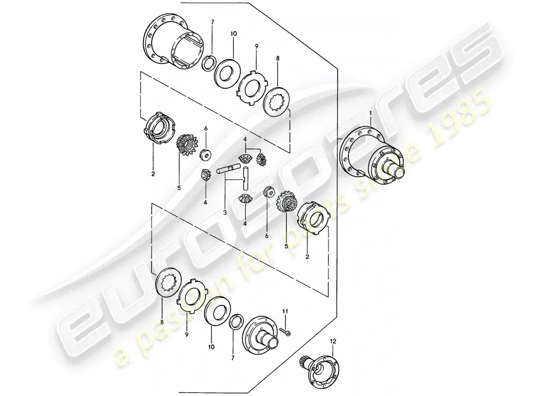 porsche 1986 (924s) diferencial de deslizamiento limitado diagrama de piezas