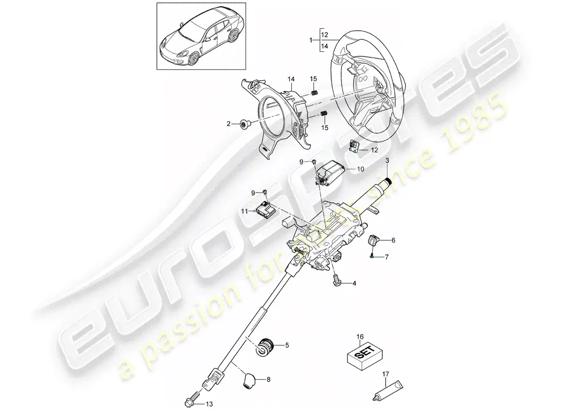 porsche 2016 (panamera 970) volantes diagrama de piezas