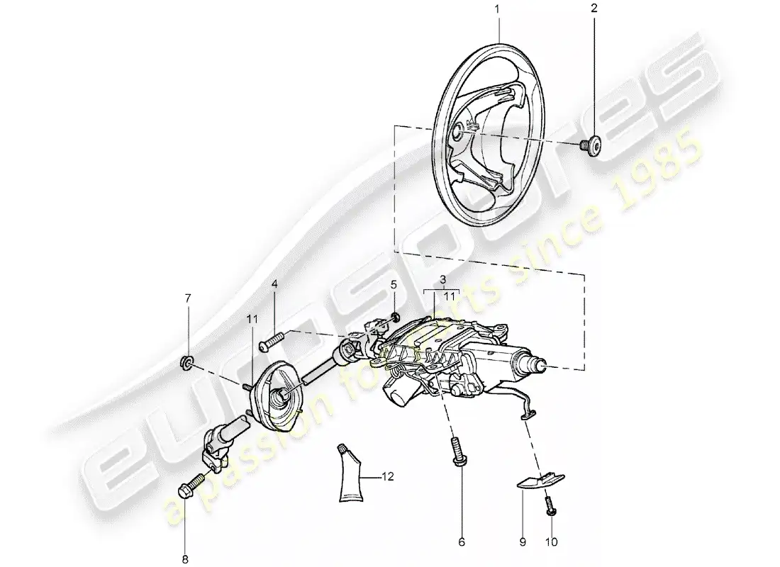 porsche 2004 (cayenne e1 9pa) volante diagrama de piezas