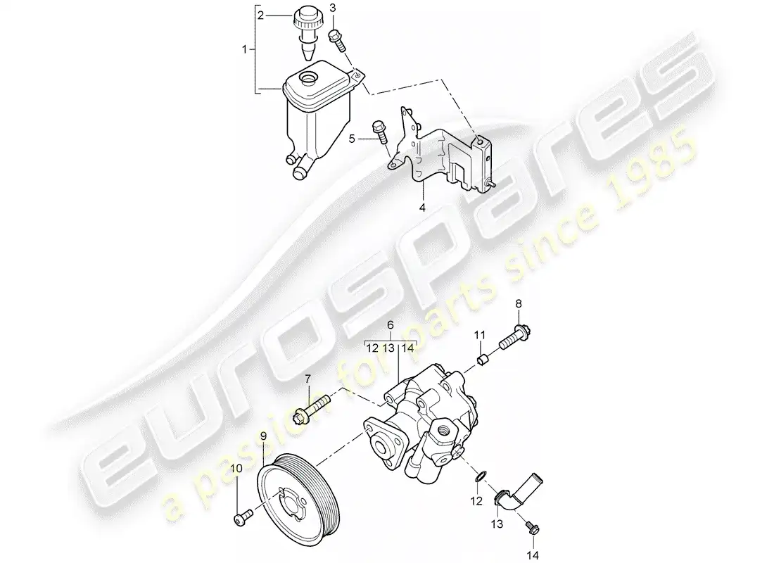 porsche 2006 (cayenne e1 9pa) dirección asistida diagrama de piezas