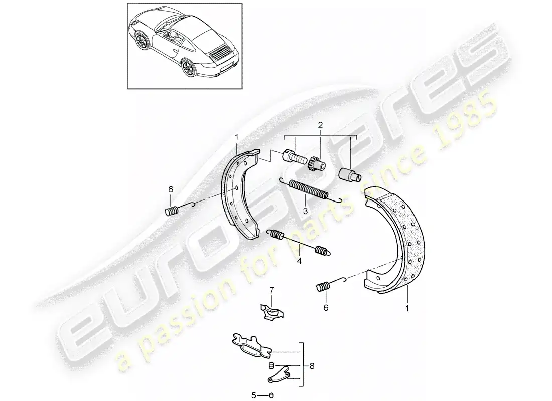 porsche 2009 (997-2) freno de mano diagrama de piezas