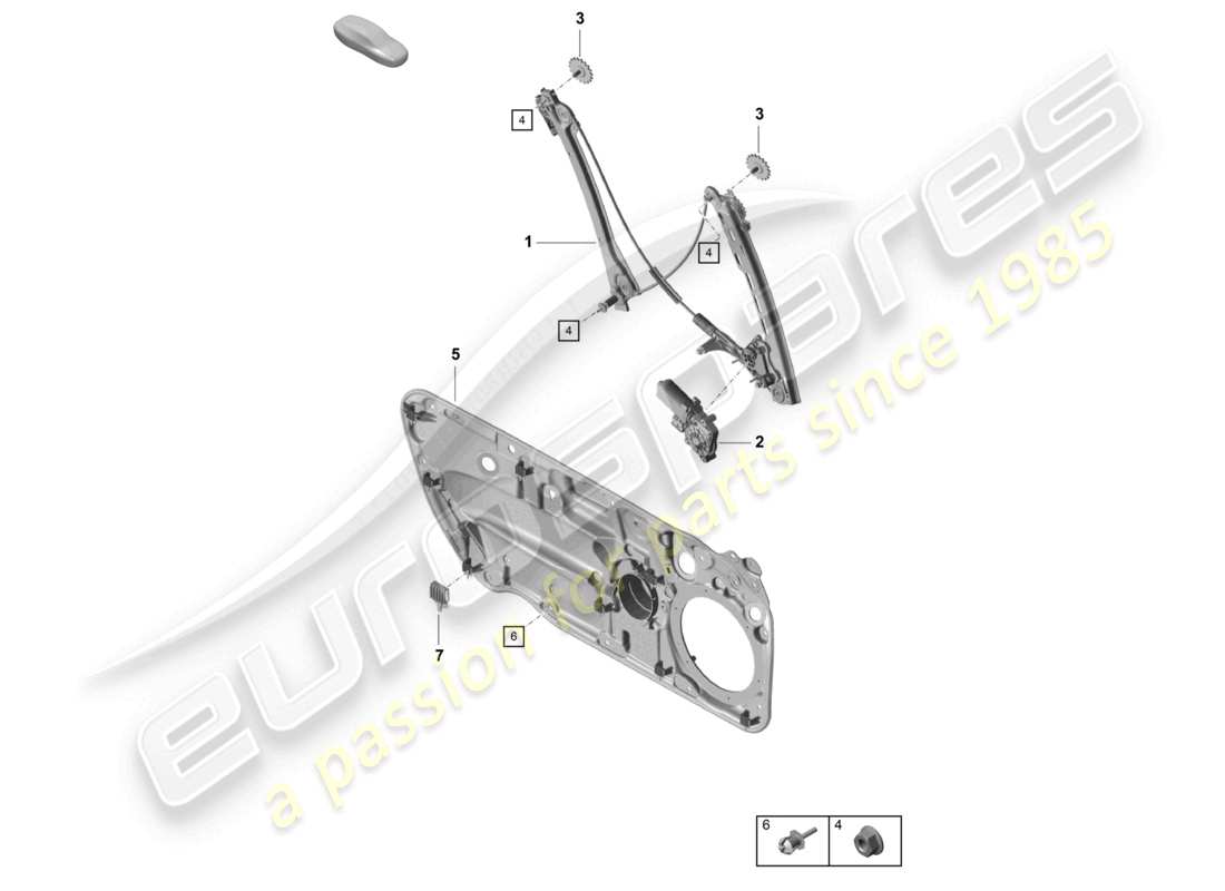 porsche 2021 (718 cayman gt4) diagrama de pieza del regulador de ventana