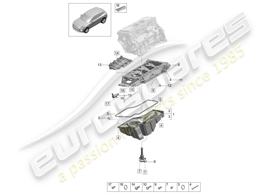 porsche 2021 (macan) cárter de aceite de la carcasa conductora de aceite diagrama de piezas