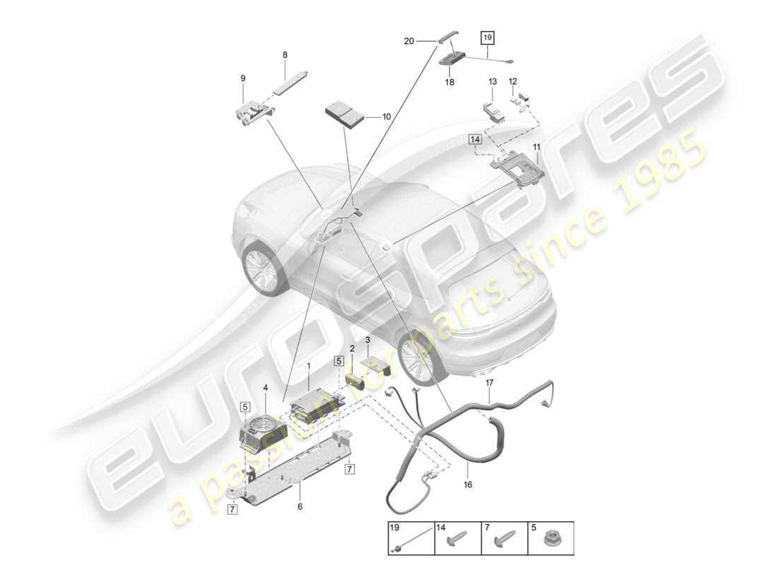 porsche 2021 (macan) para modelos con teléfono y llamada de emergencia diagrama de piezas
