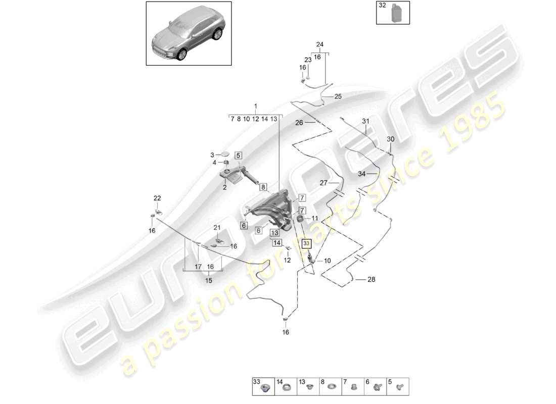 porsche 2021 (macan) diagrama de piezas del sistema arandela