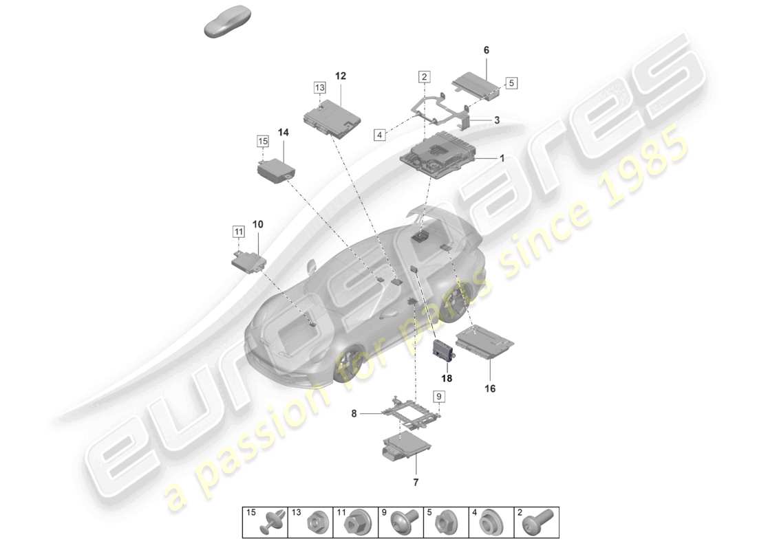 porsche 2025 (992-2 gt3/rs/st) unidades de control diagrama de piezas