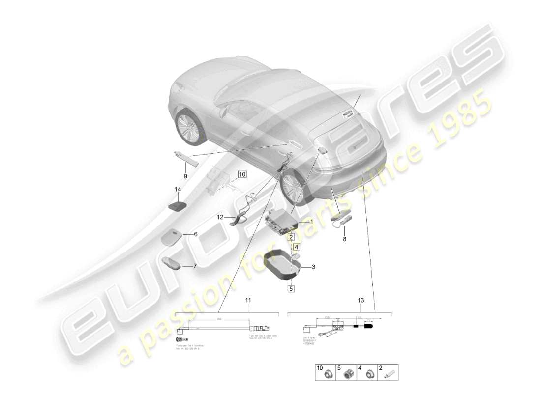 porsche 2021 (macan) partes individuales vts seguimiento de vehículos tarjeta de conductor diagrama de piezas