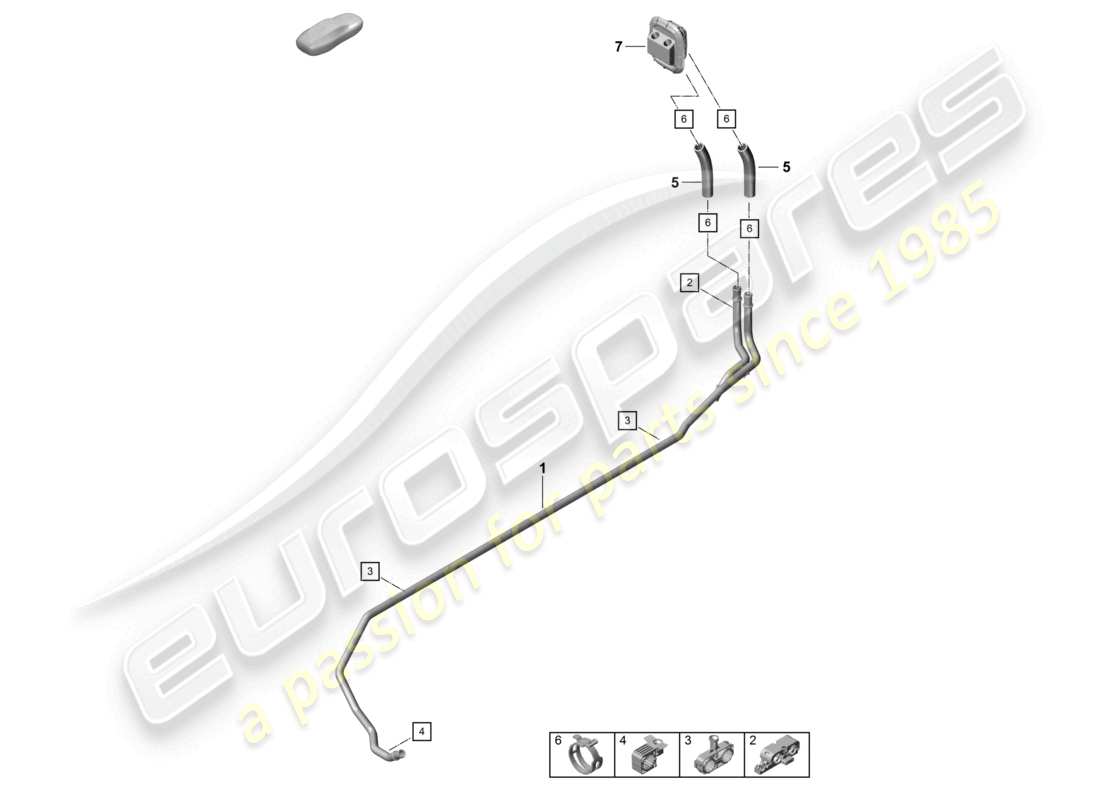porsche 2021 (718 cayman gt4) diagrama de piezas de la línea de retorno de la tubería de suministro del calentador