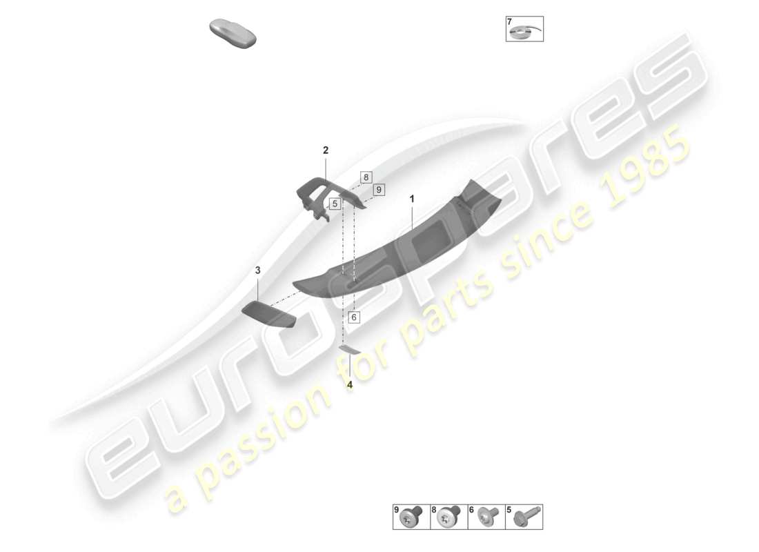 porsche 2021 (992-1 gt3/rs/st) diagrama de piezas del spoiler trasero