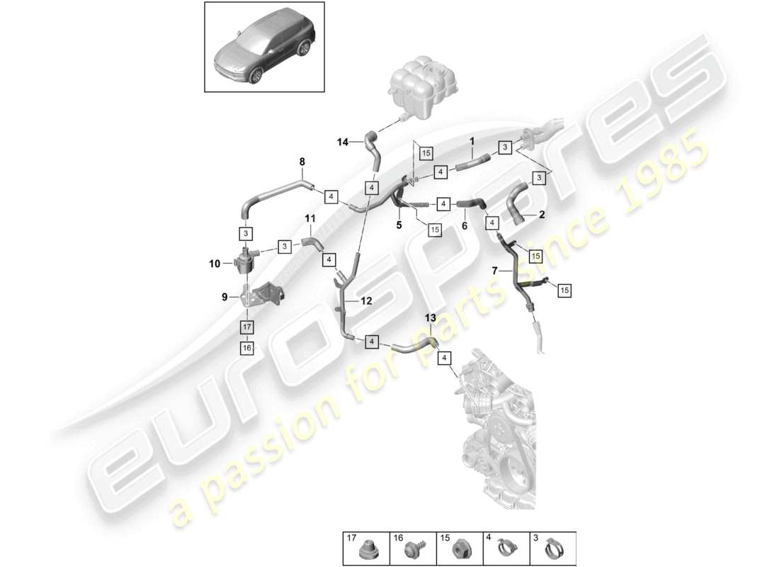 porsche 2021 (cayenne e3 9ya/9yb) calentador sin: calentador auxiliar diagrama de piezas