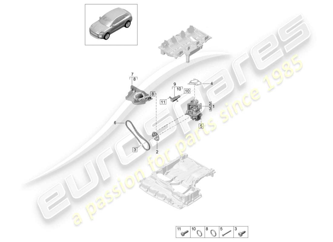 porsche 2021 (macan) bomba de aceite diagrama de piezas