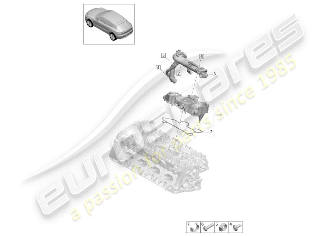 porsche 2021 (macan) separador de aceite línea de ventilación ventilación del cárter diagrama de piezas