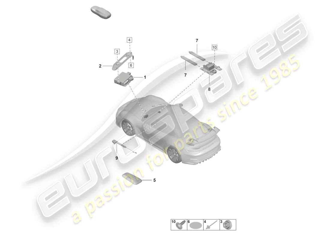 porsche 2024 (992-2 gt3/rs/st) diagrama de piezas de la tarjeta del conductor para el seguimiento de vehículos vts de partes individuales