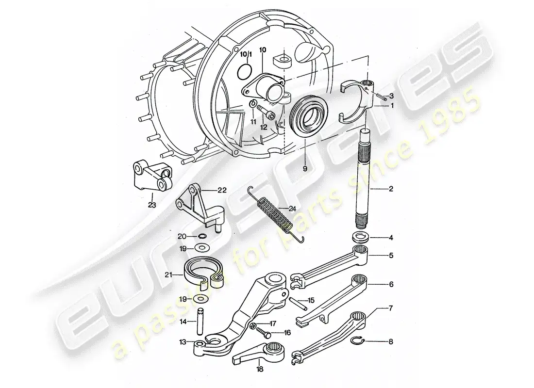 porsche 1976 (911 turbo) liberación del embrague diagrama de piezas
