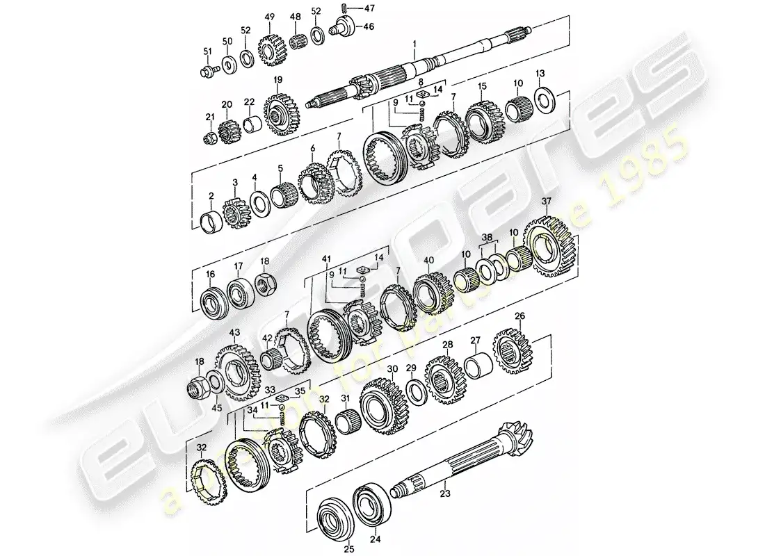 porsche 1988 (911) engranajes y ejes - 5-speed diagrama de piezas
