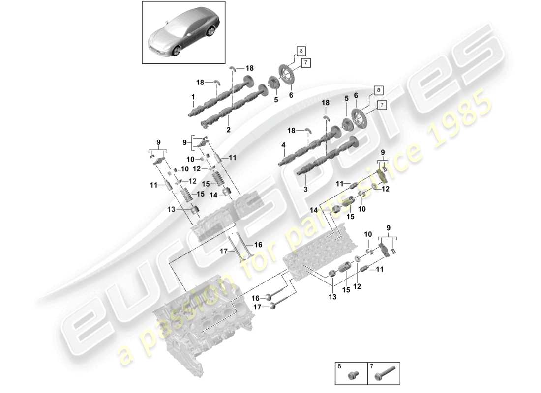 porsche 2021 (panamera 971-1) árbol de levas, válvulas diagrama de piezas