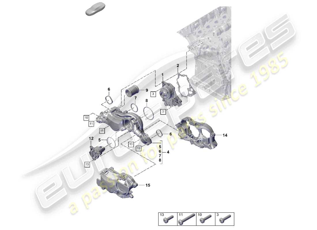 porsche 2025 (cayenne e3 pa) carcasa del termostato de la bomba de refrigerante diagrama de piezas
