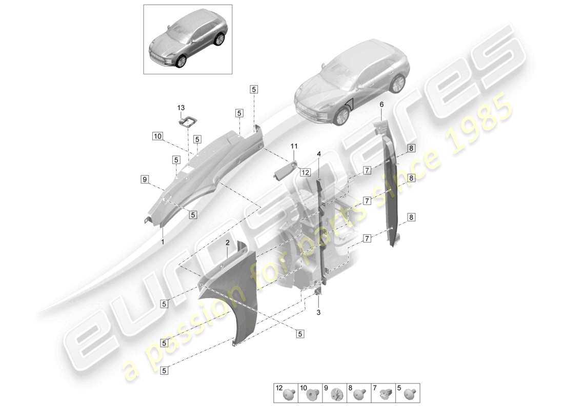 porsche 2021 (macan) ala delantera diagrama de piezas
