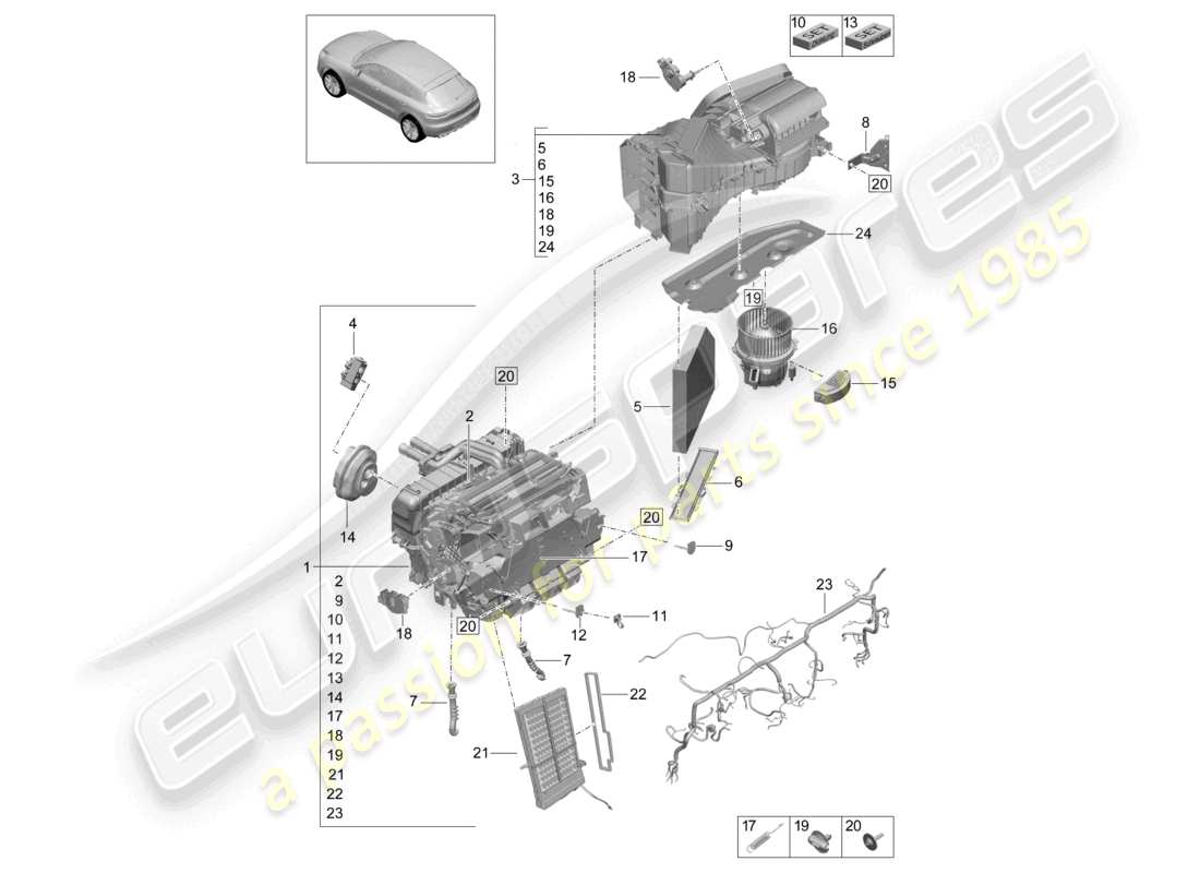 porsche 2021 (macan) aire acondicionado r1234yf diagrama de piezas