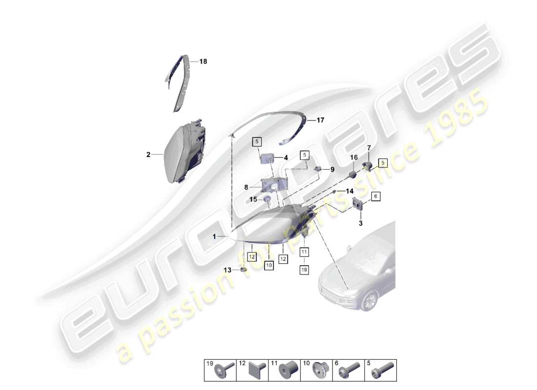 porsche 2023 (cayenne e3 pa) diagrama de piezas del faro led