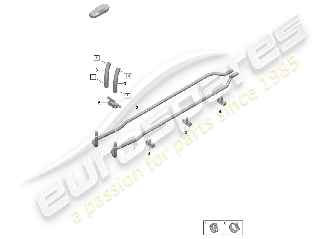 porsche 2026 (992-2 gt3) diagrama de piezas del conducto de refrigerante del túnel del sistema de calefacción y aire acondicionado