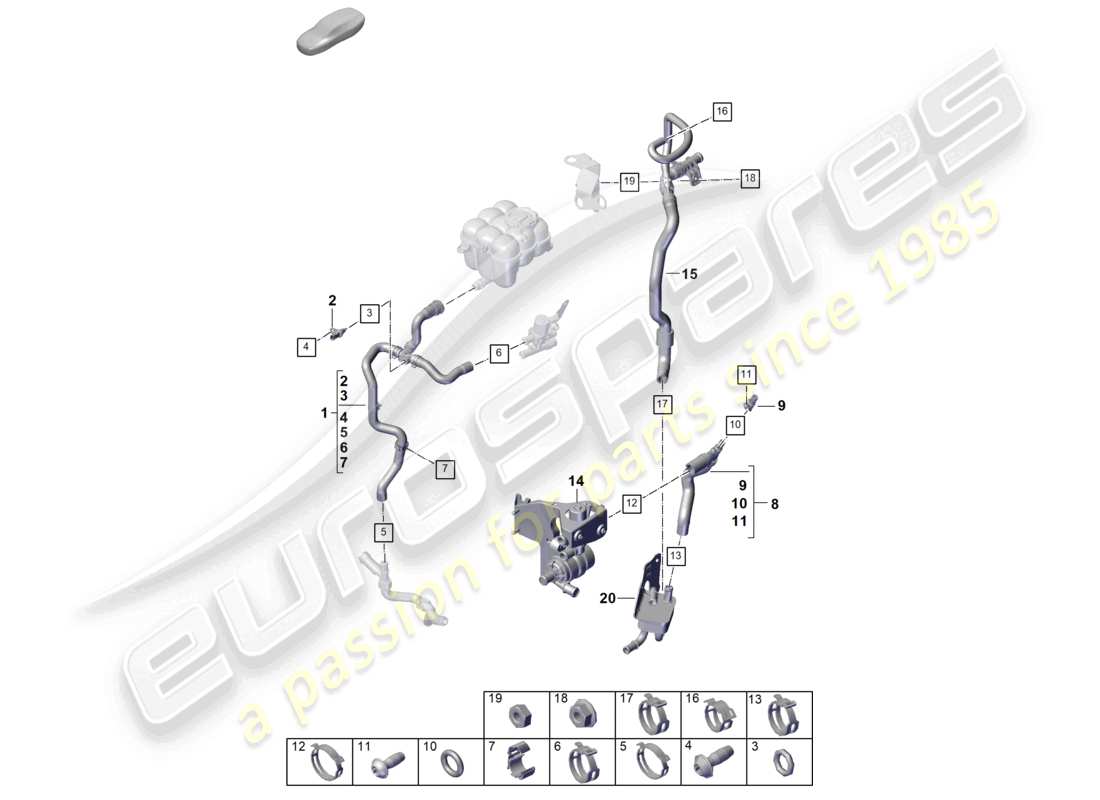porsche 2023 (cayenne e3 pa) sistema de enfriamiento del refrigerante diagrama de piezas