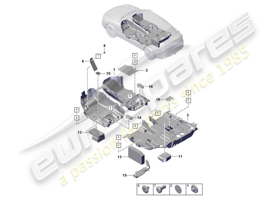 porsche 2023 (cayenne e3 pa) diagrama de la parte trasera del suelo