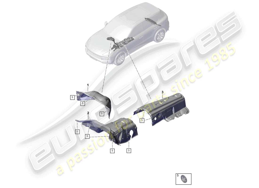 porsche 2023 (cayenne e3 pa) túnel cortafuegos absorbente de sonido diagrama de piezas