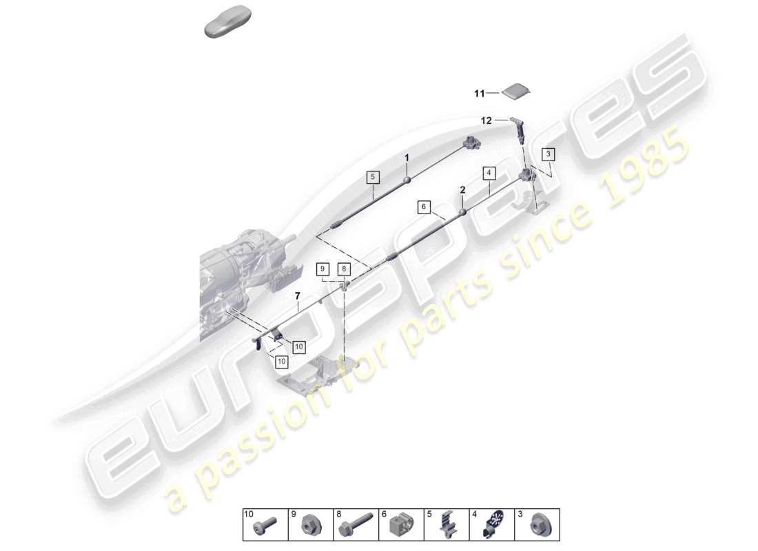 porsche 2023 (cayenne e3 pa) diagrama de piezas de la unidad de accionamiento para la liberación de emergencia de la caja de cambios automática 8-speed