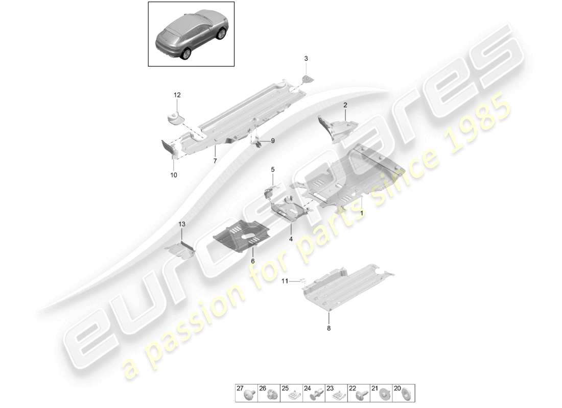 porsche 2021 (macan) adorno de bajos diagrama de piezas