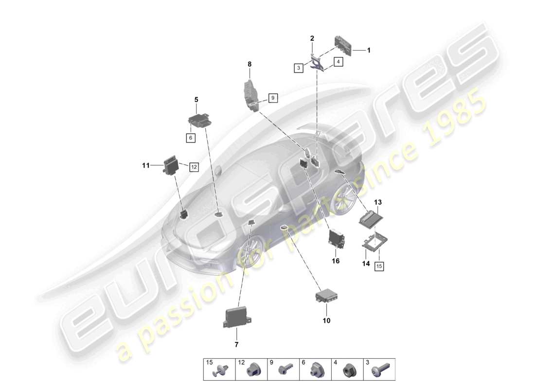 porsche 2021 (718 cayman gt4) unidades de control diagrama de piezas