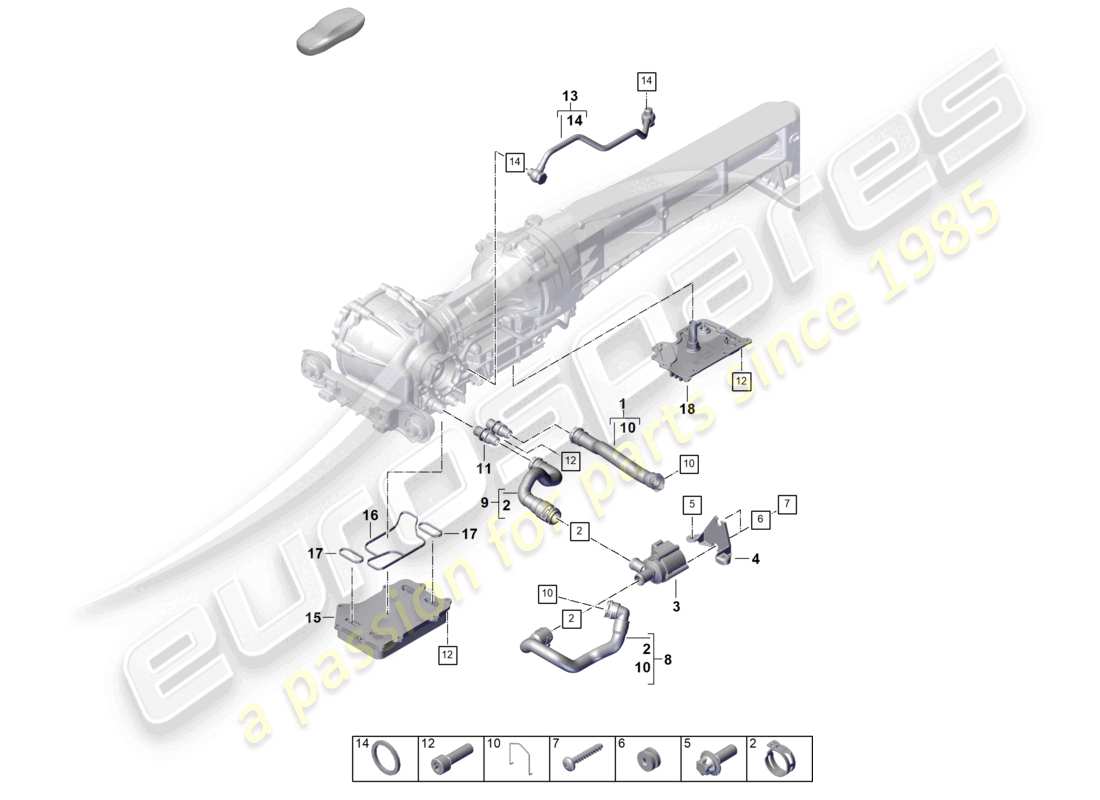 porsche 2024 (992-2) diagrama de piezas del sistema de refrigeración del aceite para engranajes del diferencial del eje delantero