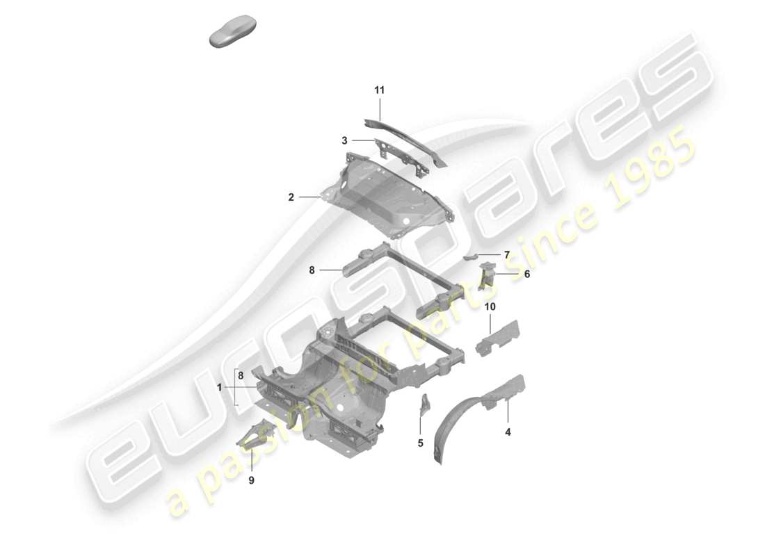 porsche 2021 (992-1 turbo / s) diagrama de piezas de la parte trasera del cupé