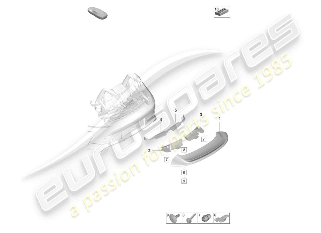 porsche 2022 (992-1 gt3/rs/st) alerón trasero diagrama de piezas