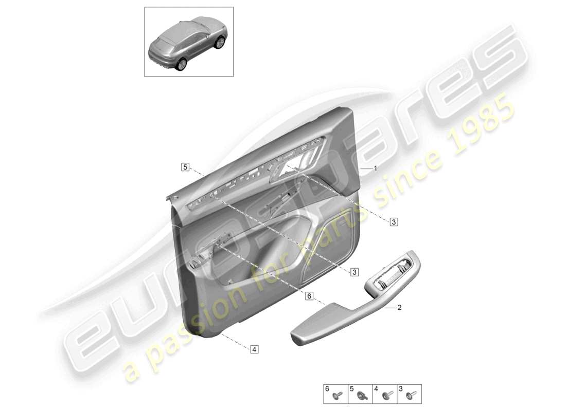 porsche 2021 (macan) paneles de las puertas puertas delanteras para vehículos con tapizado de cuero iluminación interior confort diagrama de piezas