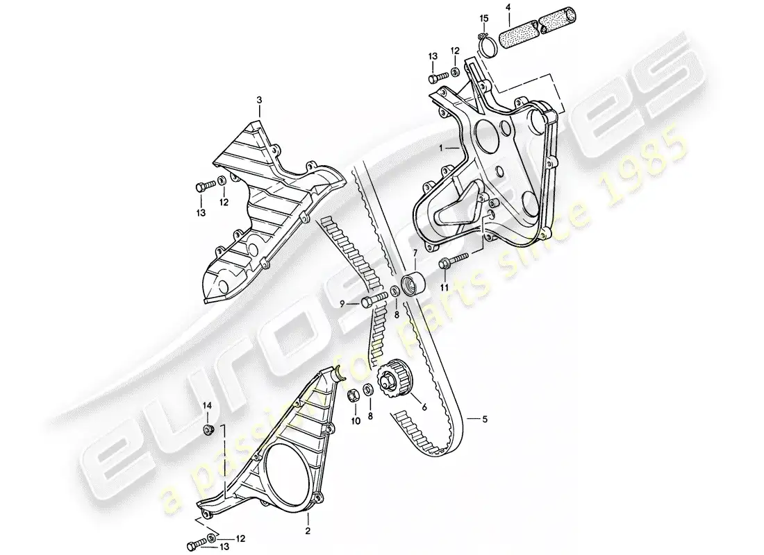 porsche 1987 (944) mecanismo de impulsión - árbol de levas - d >> - mj 1986 diagrama de piezas