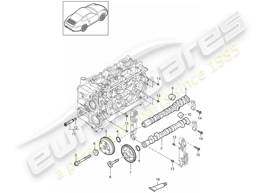 porsche 2009 (997-2) árbol de levas diagrama de piezas