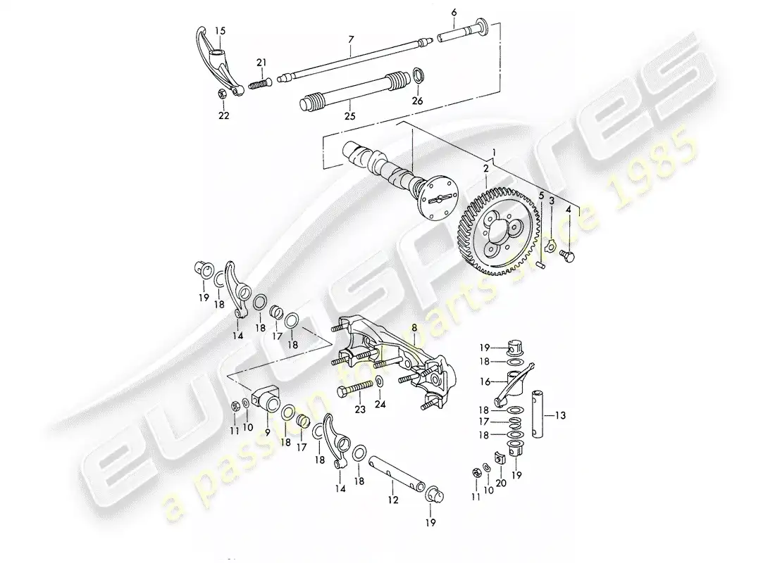porsche 1966 (911/912) árbol de levas diagrama de piezas