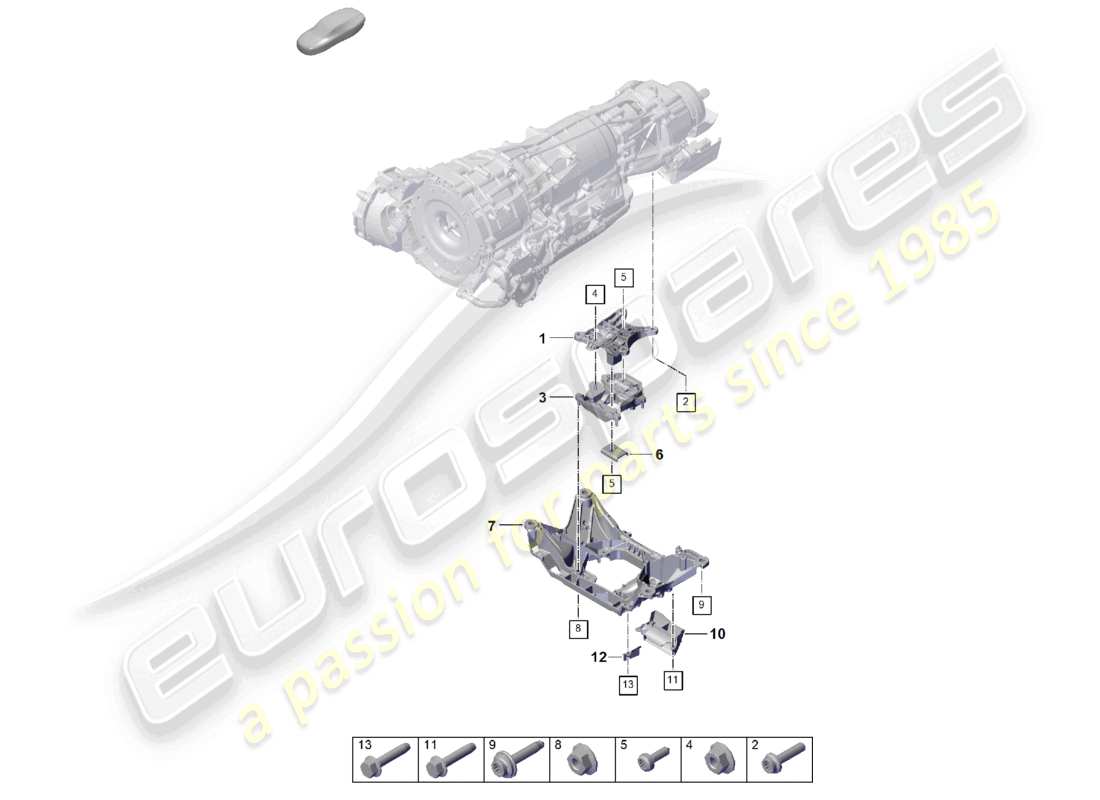 porsche 2025 (cayenne e3 pa) diagrama de piezas del soporte de transmisión del soporte de la caja de cambios