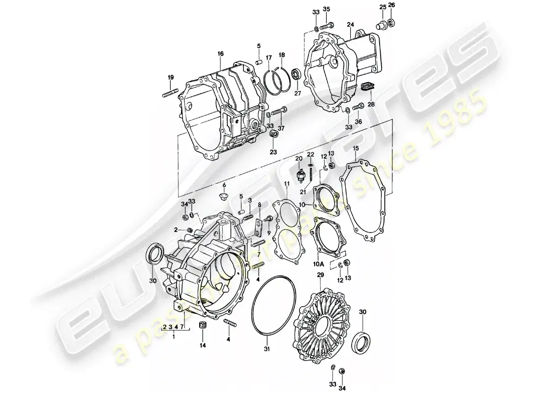 porsche 1984 (924) transmisión de repuesto - caja de transmisión - caja de cambios manual - g31.01/02/03 diagrama de piezas