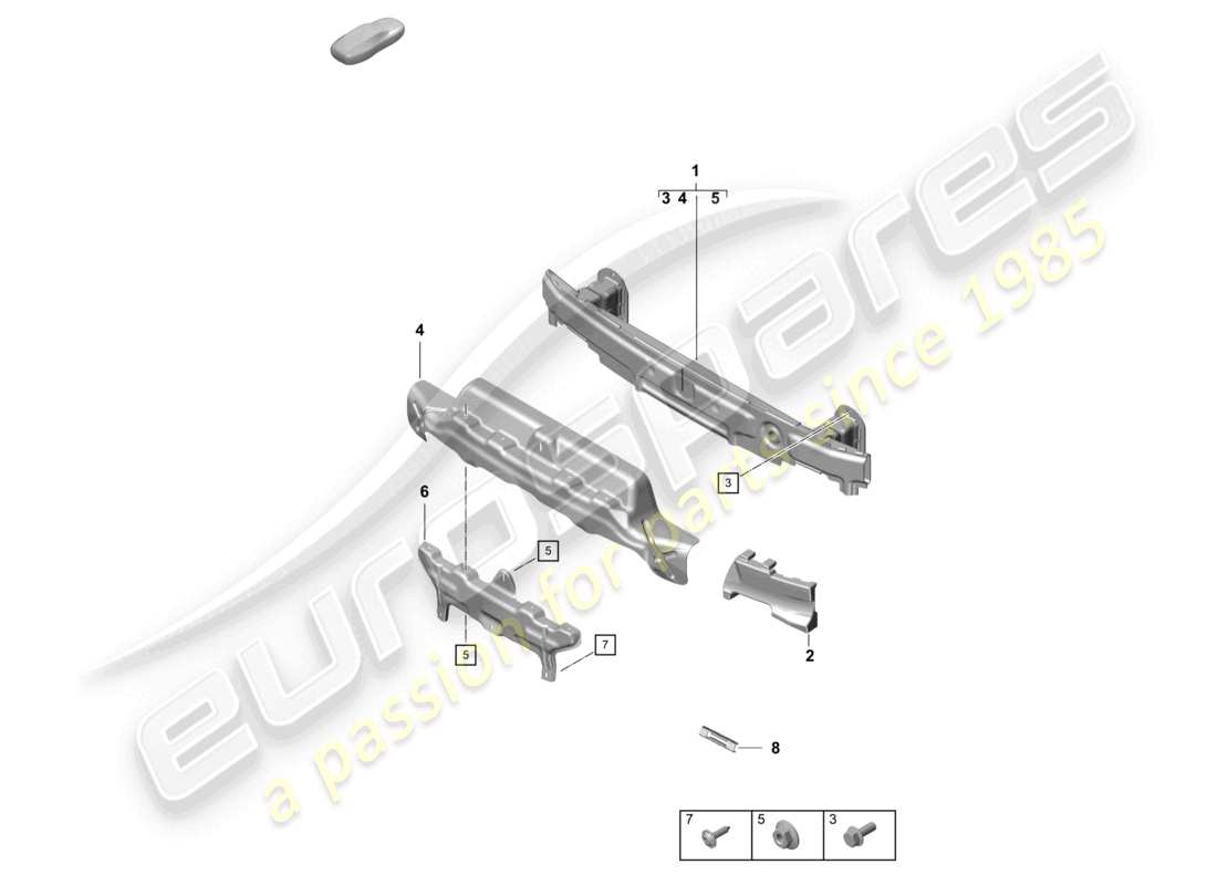 porsche 2021 (718 cayman gt4) portador de parachoques trasero diagrama de piezas