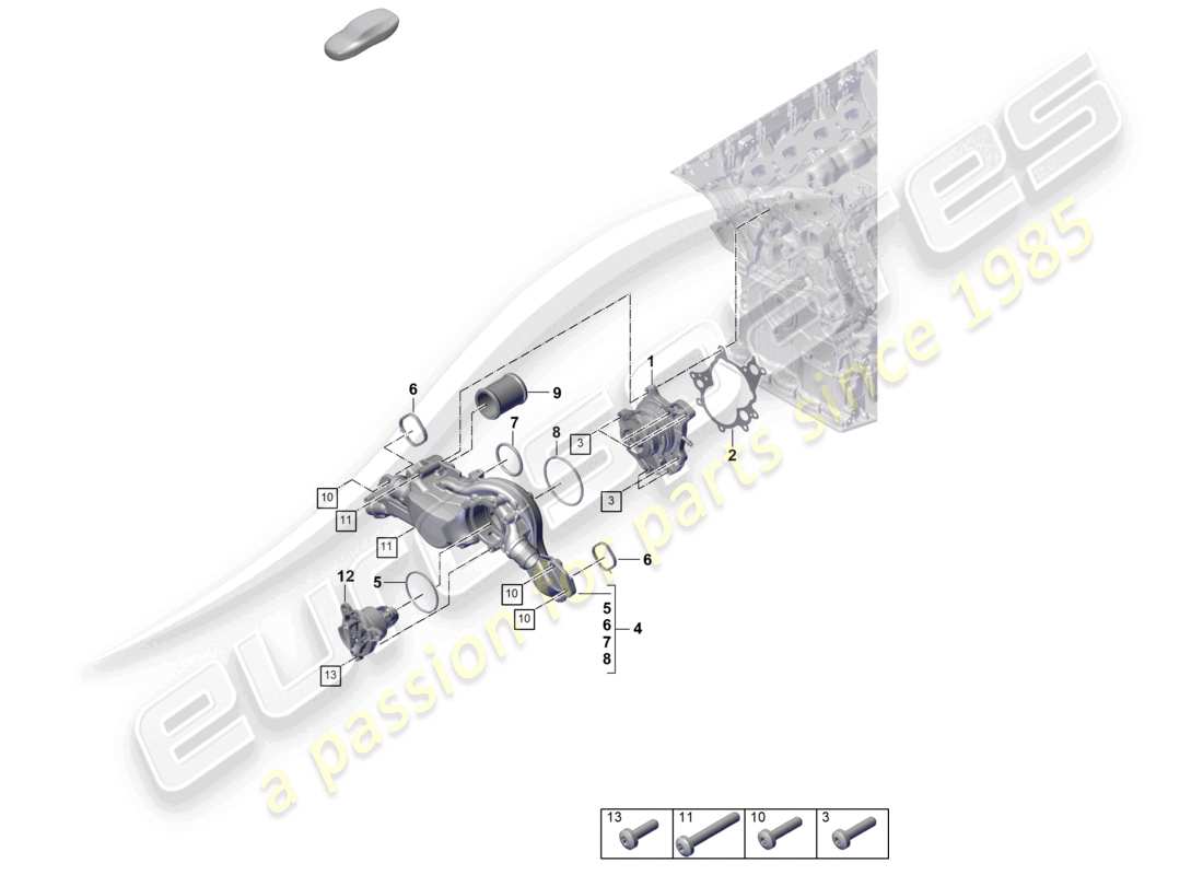 porsche 2023 (cayenne e3 pa) diagrama de piezas de la carcasa del termostato de la bomba de refrigerante